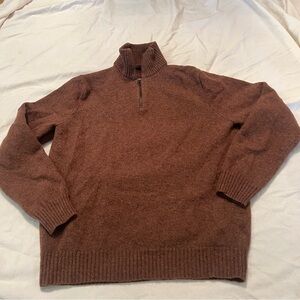 Mens 100% Lambs wool. Three quarter zipper  sweater.